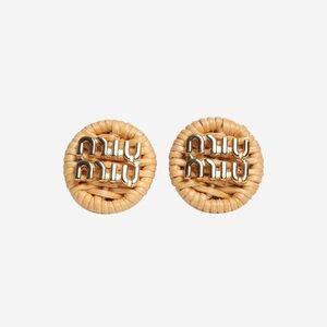 Miu Miu Raffia & Gold Earrings